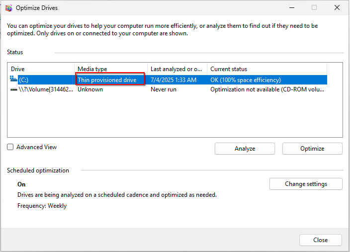 Windows硬盘优化工具显示